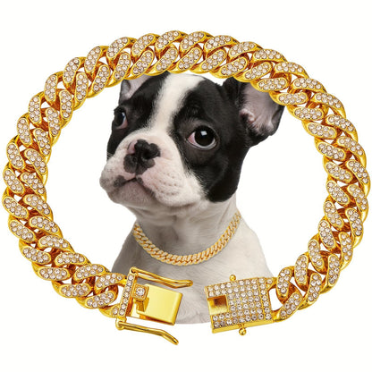 DOG-Shiny Diamond Safety Metal Necklace
