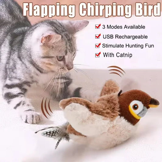 Interactive flapping bird cat toy USB rechargeable - Kiwi Studio Pets