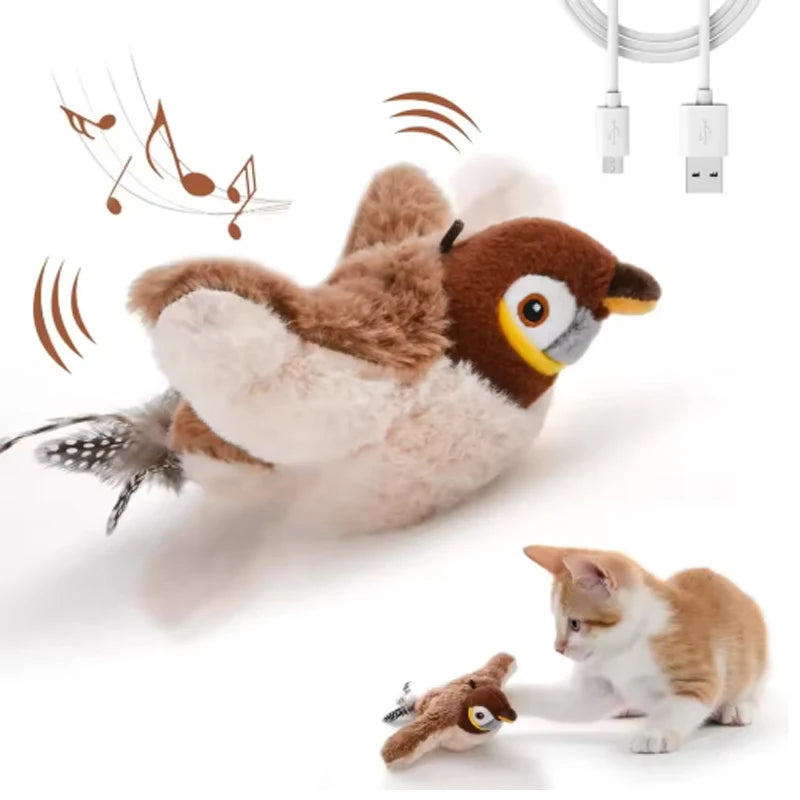 Interactive flapping bird cat toy USB rechargeable - Kiwi Studio Pets
