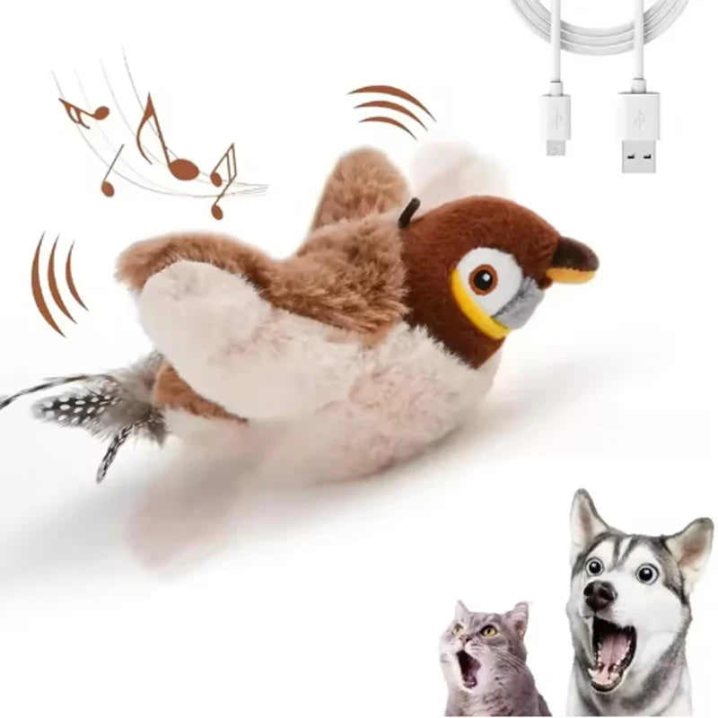 Interactive flapping bird cat toy USB rechargeable - Kiwi Studio Pets