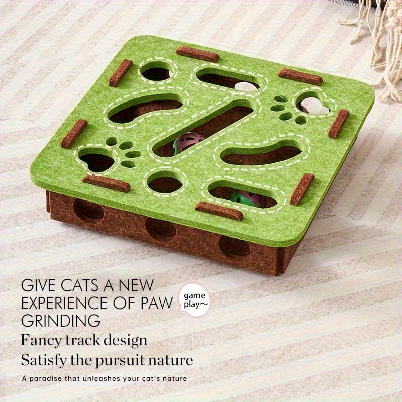 Durable quiet felt cat enrichment toy closeup