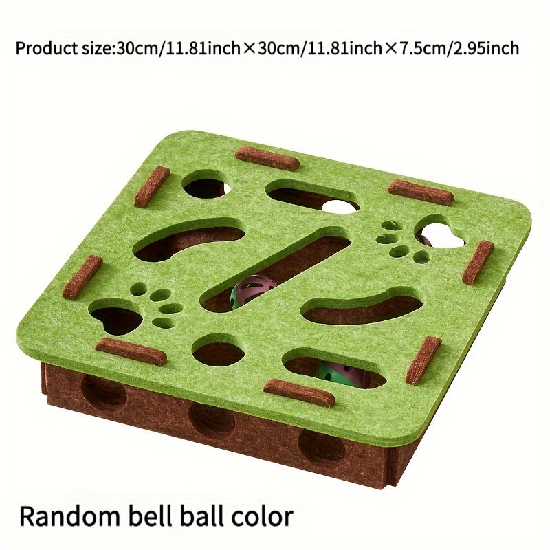 Felt interactive cat puzzle box with maze tracks